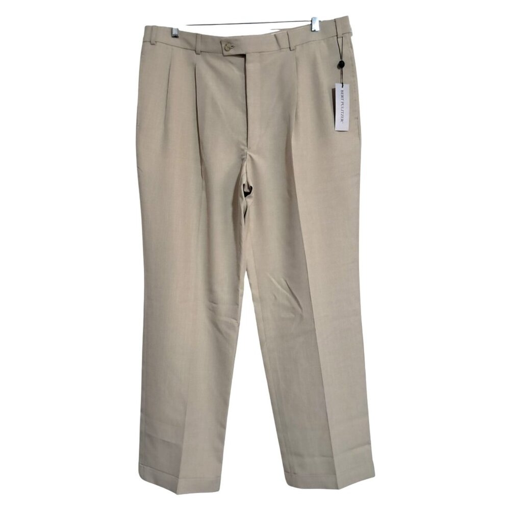 NWT‎ Bert Pulitzer Mens Beige Pleated Dress Pants 32L 100% Polyester Philippines